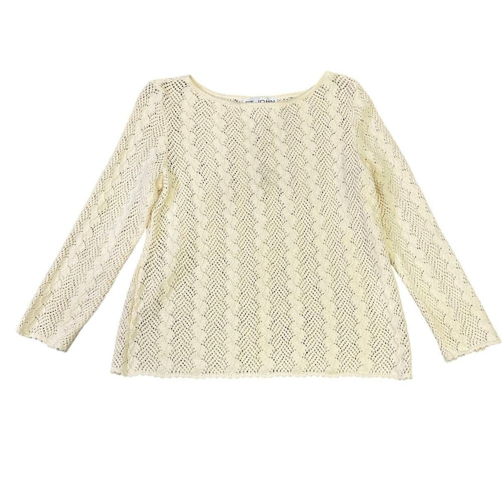 VINTAGE St. John Collection Cream Knit Sweater, Women’s Sz 4, Made in USA Classy